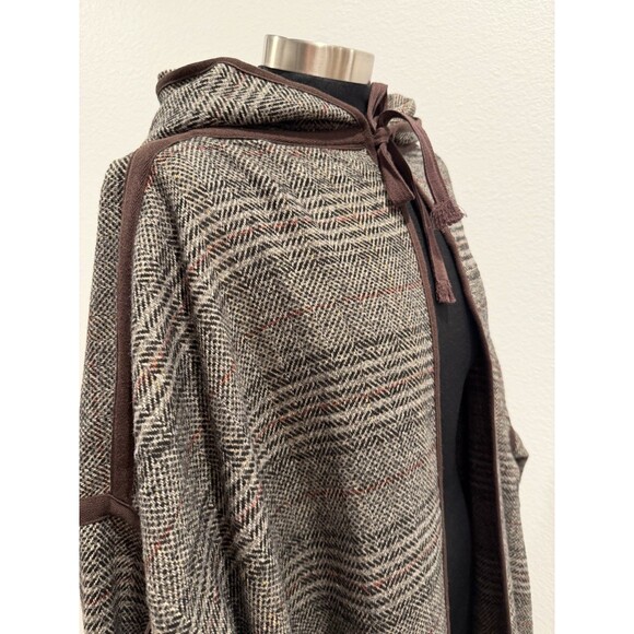 BEULAH Style Women Cotton-Blend Open Front Hooded Coat Brown One Size - Picture 6 of 14